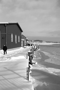 Eckernförde, Siegfriedwerft bei Schnee und Eis